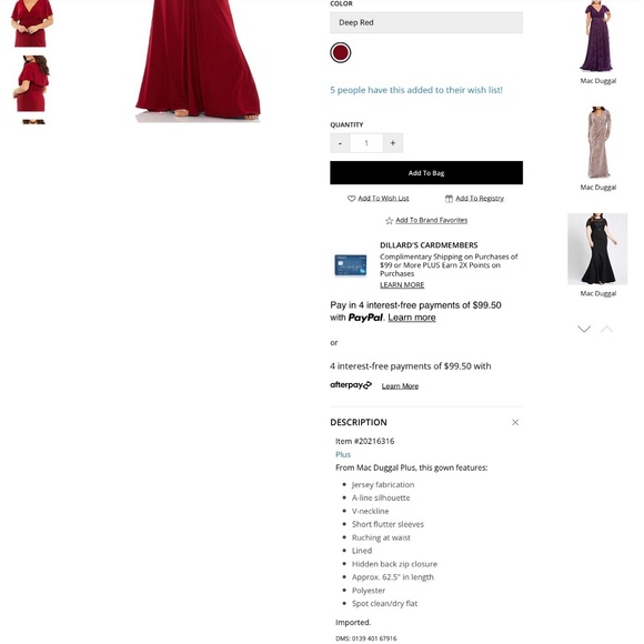 Mac Duggal Plus Size Flutter Sleeve Gown - Picture 2 of 4